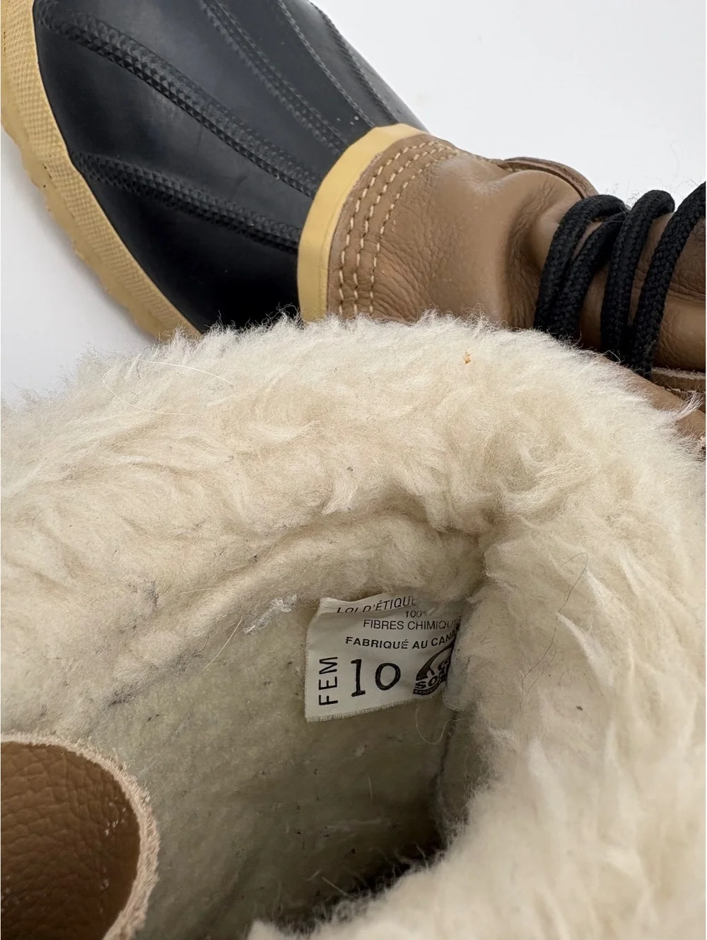 Sorel Women's Size 10 Winter Snow Boots Brown Black Faux Fur Lining Waterproof